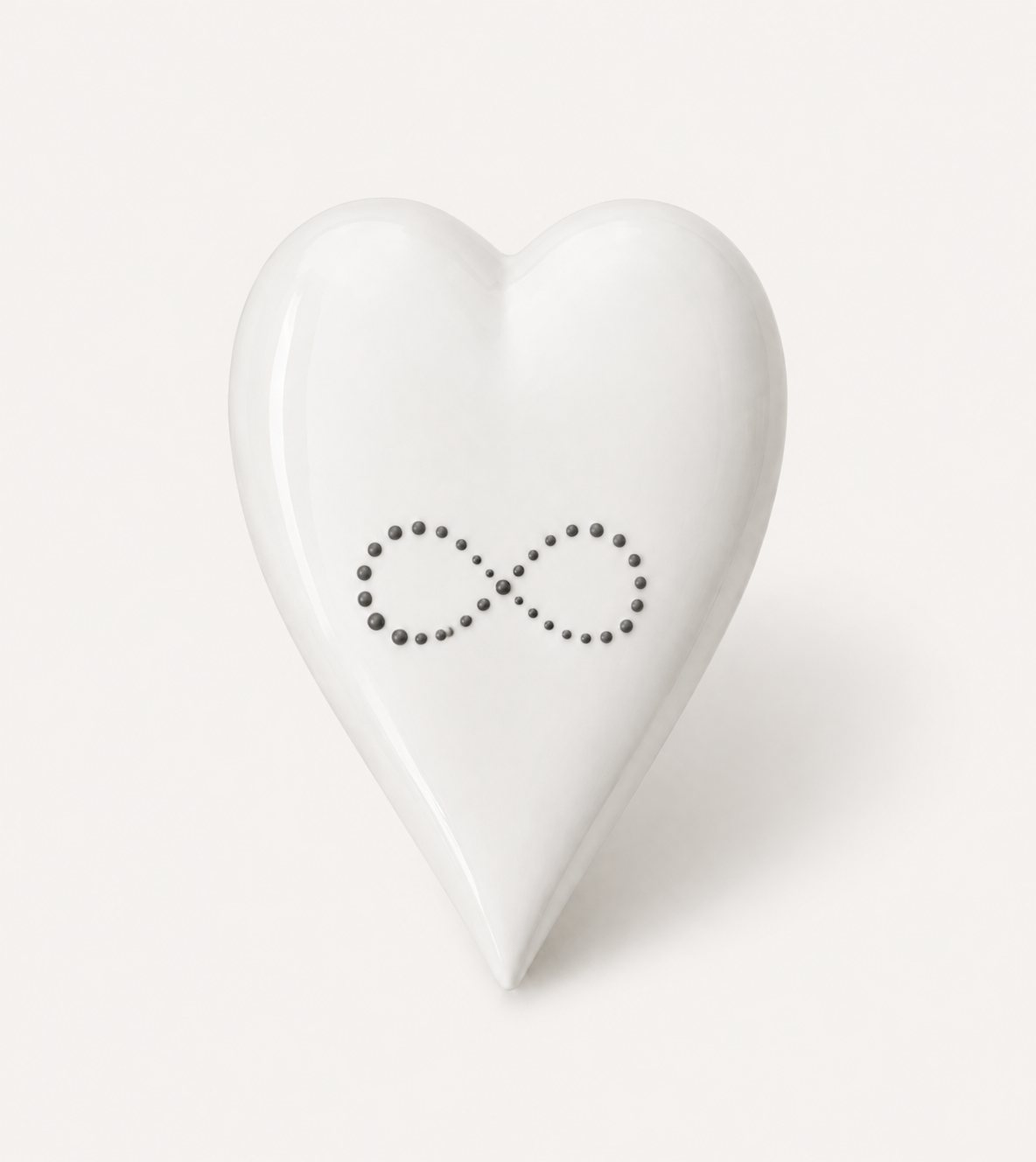 Handmade white porcelain heart with anthracite detail, wedding and anniversary gift - Infinity by Eva Everafter