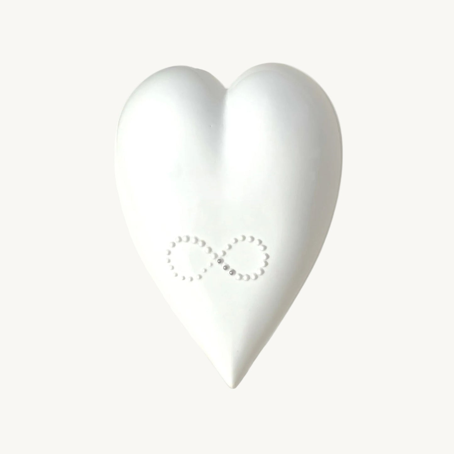 Silver dotted porcelain heart, handmade, elegant wedding and anniversary gift, symbol of eternal love.