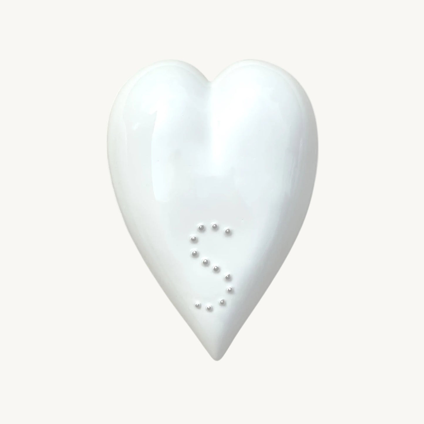 Handcrafted porcelain heart for wall hanging love Art with silver application