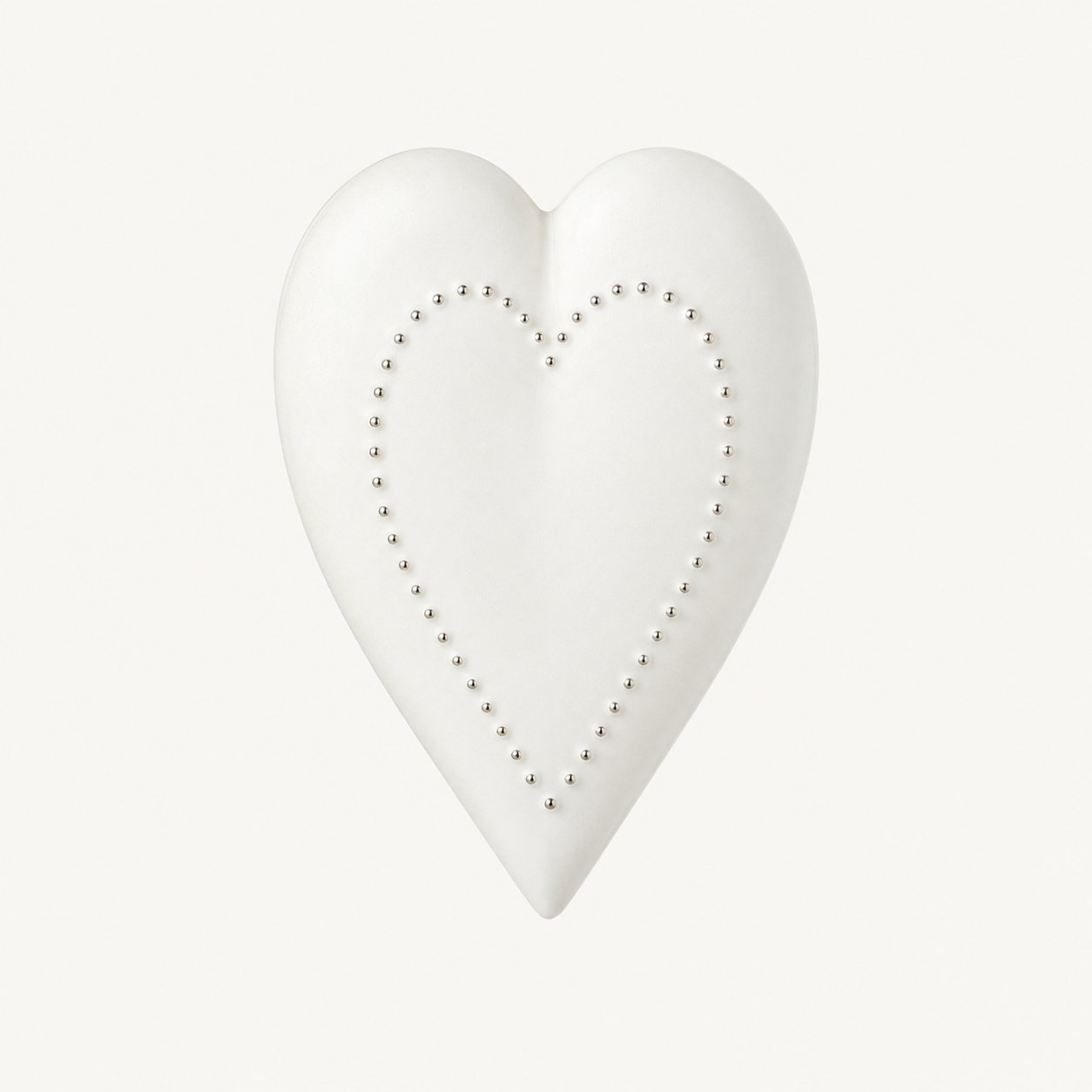 Handmade white porcelain heart with silver dotted heart detail - Endless by Eva Everafter