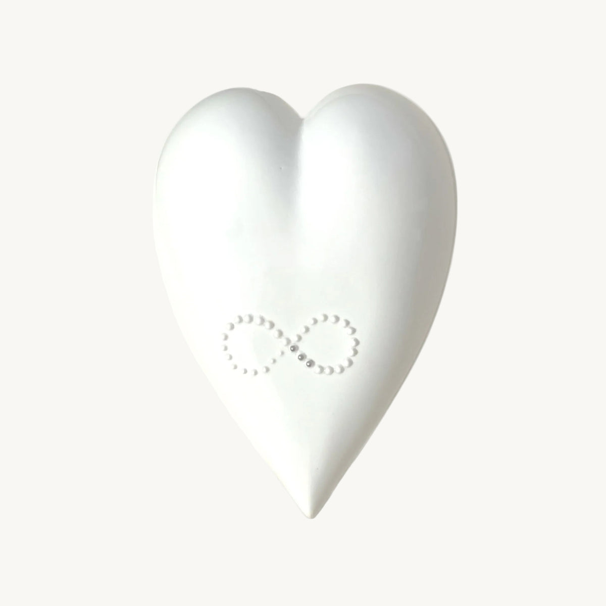 Silver dotted porcelain heart, handmade, elegant wedding and anniversary gift, symbol of eternal love.