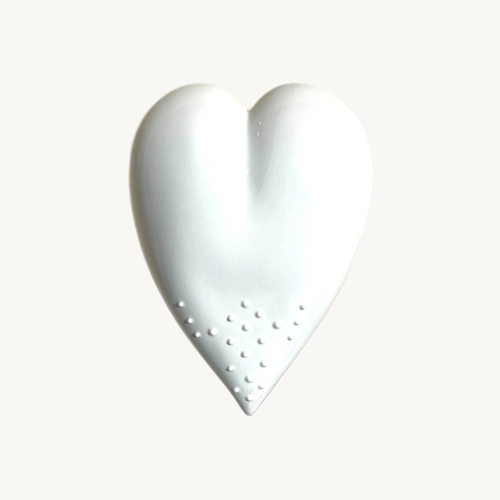 Porcelain heart - glossy design, handmade wedding & anniversary gift white handcrafted
