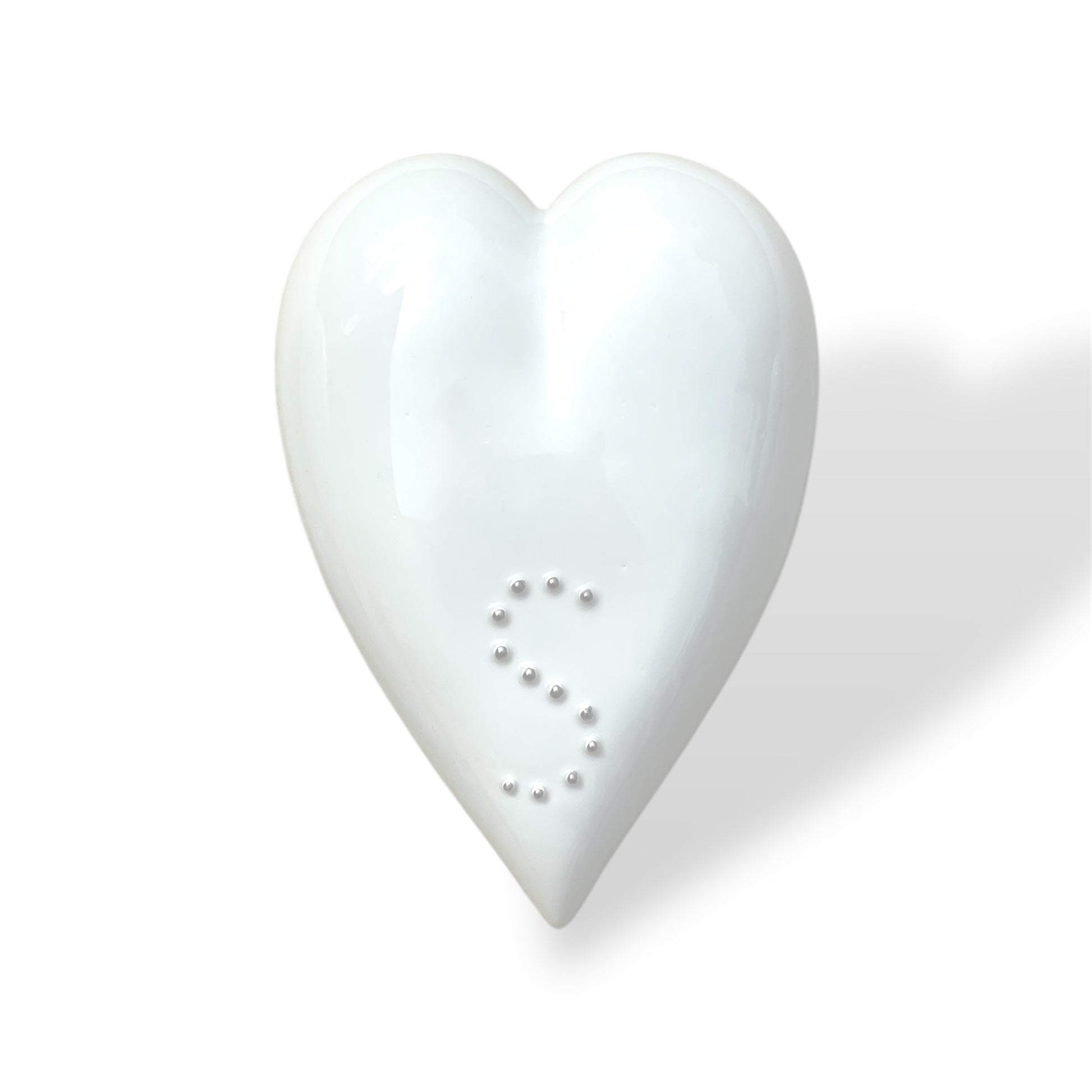 Handcrafted porcelain heart for wall hanging love Art with silver application