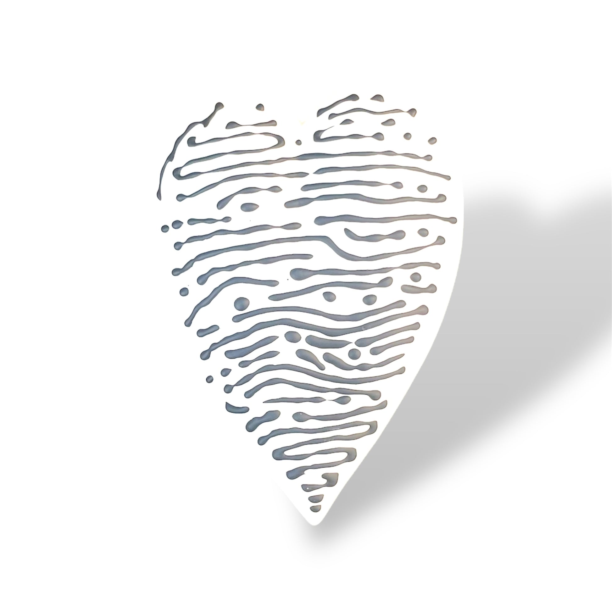 Handmade porcelain heart with dark design on top - wall art hanging
