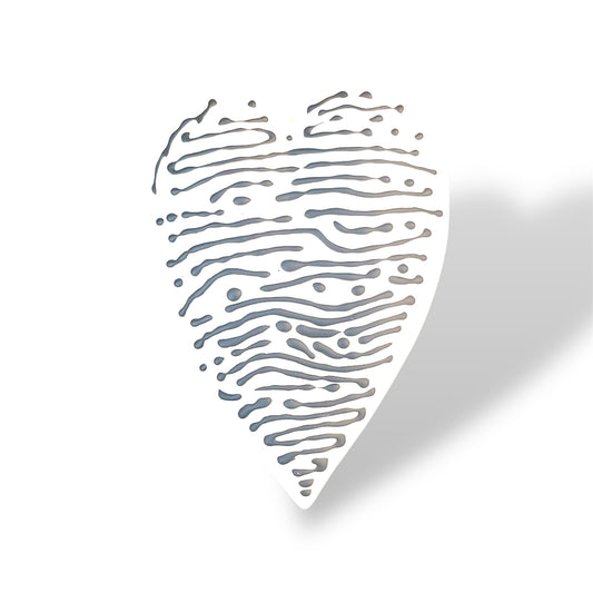 Handmade porcelain heart with dark design on top - wall art hanging